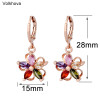 Colorful AAA cubic zirconia 585 Rose Gold Earrings For women's party shiny elegant Earrings Jewelry korean earrings 2020|Drop Earrings|