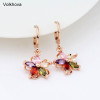Colorful AAA cubic zirconia 585 Rose Gold Earrings For women's party shiny elegant Earrings Jewelry korean earrings 2020|Drop Earrings|