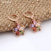 Colorful AAA cubic zirconia 585 Rose Gold Earrings For women's party shiny elegant Earrings Jewelry korean earrings 2020|Drop Earrings|
