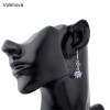 Volkhova Korean purple long purple petals AAA cubic zirconia New fashion dance party women's Jewelry Earrings|Drop Earrings|