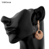 Unique Rose Gold Color Hollow 3D Round Dangle Fashion Retro Vintage Earrings For Women Wholesale|Drop Earrings|