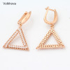Double Triangles Shape Hollow Dangle Earrings For Women Elegant Crystal Brincos Pendientes Mujer For Party|Drop Earrings|