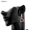 Double Triangles Shape Hollow Dangle Earrings For Women Elegant Crystal Brincos Pendientes Mujer For Party|Drop Earrings|
