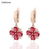 Volkhova Hot Selling New Elegant Rose Gold Color Beautiful Flower CZ Drop Earrings For Women Or Girl birthday Gift|Drop Earrings|