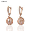 New stylish women's 585 Rose gold earrings Cubic Zirconia Round Trendy Elegant Created Earrings For Women Fashion jewelry|Drop Earrings|