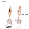 Vacation Gift Fashion Cz Jewelry Rose Gold Color Statement Five Pointed Star Stud Earrings For Friend Wedding|Drop Earrings|