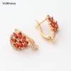 Wholesale Gold Color Stud Earrings Micro Wax Inlay Zircon Earing For Women Statement Wedding Party Jewelry|Stud Earrings|