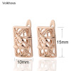 Volkhova New Design Wide 585 Rose Gold Color Square Flowers Dangle Drop Earrings For Women Copper Jewelry|Drop Earrings|
