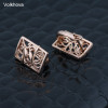 Volkhova New Design Wide 585 Rose Gold Color Square Flowers Dangle Drop Earrings For Women Copper Jewelry|Drop Earrings|