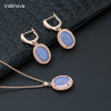 Volkhova Exaggerated Imitation Gemstone Rose Gold Color Jewelry Necklace Earring Set Charming Fashion Jewelry Set|Jewelry Sets|