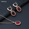 Volkhova Exaggerated Imitation Gemstone Rose Gold Color Jewelry Necklace Earring Set Charming Fashion Jewelry Set|Jewelry Sets|