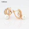 Round Pearl Drop Earrings For Women Paved Cubic Zircoina 585 Rose Gold Woman Earrings 2020 Fashion Womens Jewelry Gifts|Drop Earrings|