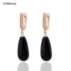 New 585 Rose Gold Micro Wax Inlay Natural Zircon Faux Shell Pearls Multicolor Water Drop Long Earrings Women Fashion jewelry|Drop Earrings|