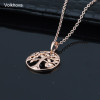 Vintage Cubic Zircon Tree of Life Round Pendant Necklace 585 Rose Gold Color Copper Pendant For Women Engagement Gifts|Pendants|