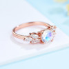Kuololit Rainbow Moonstone 585 Rose Gold Gemstone Ring for Women Solid 925 Sterling Silver Lab Alexandrite Moissanite Jewerly|Rings|