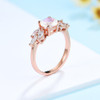 Kuololit Rainbow Moonstone 585 Rose Gold Gemstone Ring for Women Solid 925 Sterling Silver Lab Alexandrite Moissanite Jewerly|Rings|