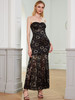 Strapless Floral Lace See Through Mermaid Formal Long Evening Dresses