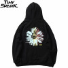 Men Streetwear Hip Hop Hoodie Sweatshirt Daisy Flower Winter Fleece