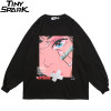 Men Hip Hop Oversized T Shirt Long Sleeve Streetwear Japanese Anime