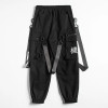 Kanji Ribbons Cargo Pants Men Multi Pockets Harajuku Hip Hop