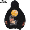 Hip Hop Hoodie Sweatshirt Embroidered Floral Full Moon Rabbit Harajuku