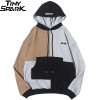 Hip Hop Hoodie Sweatshirt Color Block Patchwork Streetwear Hoodie
