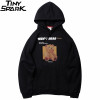 Hoodies Sweatshirt Bear Print Men Hip Hop Streetwear Winter Fleece