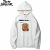 Hoodies Sweatshirt Bear Print Men Hip Hop Streetwear Winter Fleece