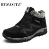 Winter Men Boots with Fur 2019 Warm Leather Snow Boots Men Winter Work Casual Shoes Sneakers High Top Rubber Ankle Boots BTMOTTZ|Snow Boots|