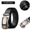 BISON DENIM Men's Belt Cow Leather Belts Brand Fashion Automatic Buckle Black Genuine Leather Belts for Men 3.4cm Width N71314|Men's Belts|