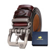 BISON DENIM Men Belt For Men Cowskin Genuine Leather Personality Men belt Buckle Quality Male Brown Strap Vintage Jeans N71223| |