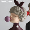 Nordic Ins Bubble Bow Knot Girl Sculpture Figurines