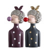 Nordic Ins Bubble Bow Knot Girl Sculpture Figurines