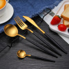 Steak Knife Fork Coffee Spoon Teaspoon Gold Cutlery