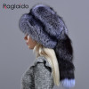 Raglaido real fox fur hats for women winter fashionable stylish Russian thick warm beanie hat natural fluffy fur hat with tail|Women's Skullies & Beanies|
