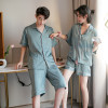 Summer Silk Couples Pajamas Set Short Sleeve With Pocket Shorts Sleepwear Men and Women Loose Style Home Suit Pjs|Men's Pajama Sets|