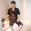 Summer Silk Couples Pajamas Set Short Sleeve With Pocket Shorts Sleepwear Men and Women Loose Style Home Suit Pjs|Men's Pajama Sets|