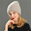 Autumn Winter Rabbit Hair Winter Hat Warm Beanies Hats Casual Women Solid Adult Cashmere Knitted Beanie Hat with Bright Wire|Men's Skullies & Beanies|