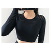 2020 New Women's Fitness T Shirt Sport Crop Top Long Sleeve Layer Crew Neck Power Stretch Yoga Crop Top Sexy Gym Clothing|Yoga Shirts|