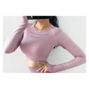 2020 New Women's Fitness T Shirt Sport Crop Top Long Sleeve Layer Crew Neck Power Stretch Yoga Crop Top Sexy Gym Clothing|Yoga Shirts|