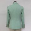 HIGH STREET Classic Baroque Designer Blazer Jacket Women's Metal Lion Buttons Double Breasted Textured Blazer Mint Green|Blazers|