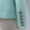 HIGH STREET Classic Baroque Designer Blazer Jacket Women's Metal Lion Buttons Double Breasted Textured Blazer Mint Green|Blazers|