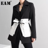 Women Black Contrast Color Pocket Blazer New Lapel Long Sleeve Loose Fit Jacket Fashion Tide Spring Autumn 2021 1S39401|Blazers|