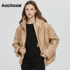 Aachoae Women Thick Warm PU Faux Leather Padded Coat 2020 Winter Zipper Hooded Jacket Parka Long Sleeve Pockets Outerwear Tops|Leather Jackets|