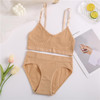 2PCS Bra Set Women Sexy Bralette Sexy Female Underwear Lingerie Ribbed Tops Girls Fashion Brassiere Basic Stretchy Tank Crop Top|Bra & Brief Sets|