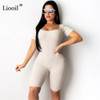 Liooil Sexy Bandage Playsuit Black White Backless Jumpsuits Short Sleeve Hollow Out Bodycon Party Club Rompers Womens Jumpsuit|Rompers|