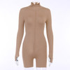 Turtleneck Knit Rib Bodycon Fitness Playsuit Sportswear Long Sleeve Zipper Body Embroidery Lucky Label Rompers Womens Jumpsuit|Rompers|