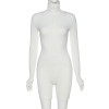Solid Color Turtleneck Short Jumpsuits Women Fitness Slim Long Sleeve Rompers Female Zipper Skinny Bodysuit Skinny Jogger Mujer|Rompers|
