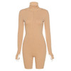 Solid Color Turtleneck Short Jumpsuits Women Fitness Slim Long Sleeve Rompers Female Zipper Skinny Bodysuit Skinny Jogger Mujer|Rompers|