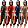 Cutubly Hollow Out Club Jumpsuits For Women Fashion Autumn Solid Sexy Jumpsuit Halter Party Rompers And Jumpsuits For Women| |